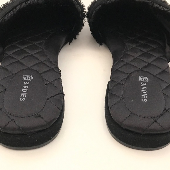 BIRDIES The Ani Black Fringe Suede Slippers Slip On Slide Mule Women’s Size 9.5 - Picture 8 of 16